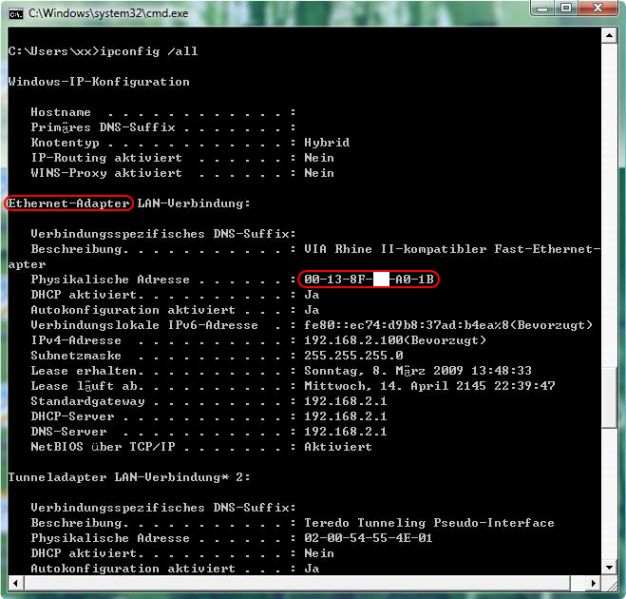 ip config mac