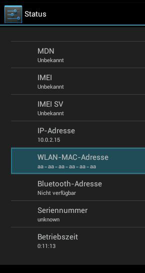 Android MAC-Adresse