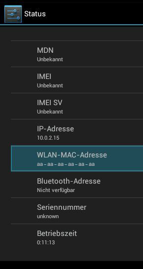 Android MAC-Adresse Android MAC-Adresse