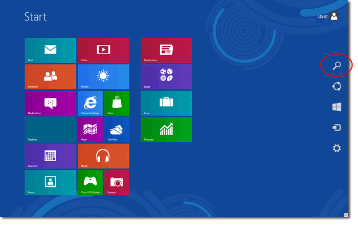 Win8 Suchfunktion